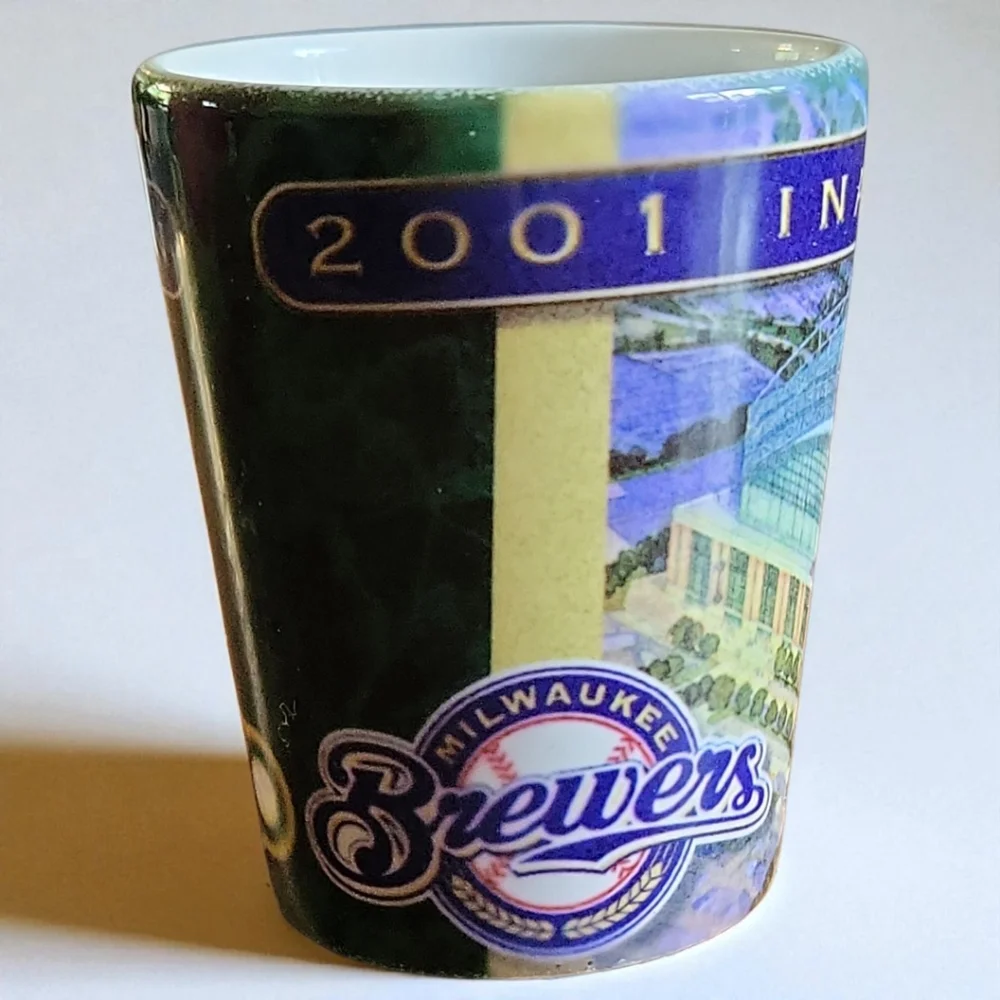 Vtg 2001 Inaugural Season Milwaukee Brewers Miller Park Beer Ceramic Shot Glass